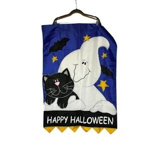 Jetmax Halloween Ghost Black Cat Decorative Flag 40”X28”